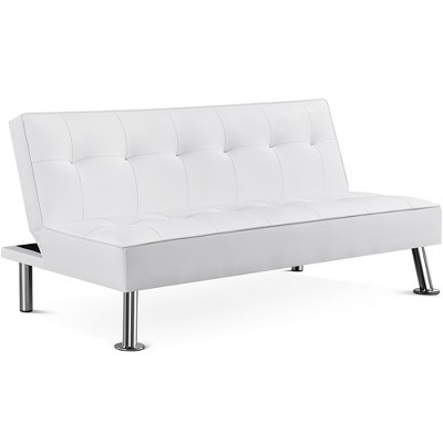 Yaheetech Faux Leather Adjustable Convertible Sofa Bed Couch Futon for Living Room