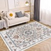 Chery Life Area Rug,Vintage Bohemian Persian Non-slip Washable Rug For Living Room Bedroom, Flower Design - 3 of 4