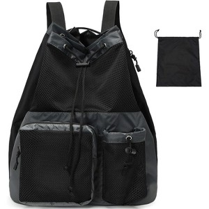 Mesh Drawstring Backpack with Shoe Bag, Durable String Sack with Handle for Gym, Beach, and Yoga Travel - 1 of 4