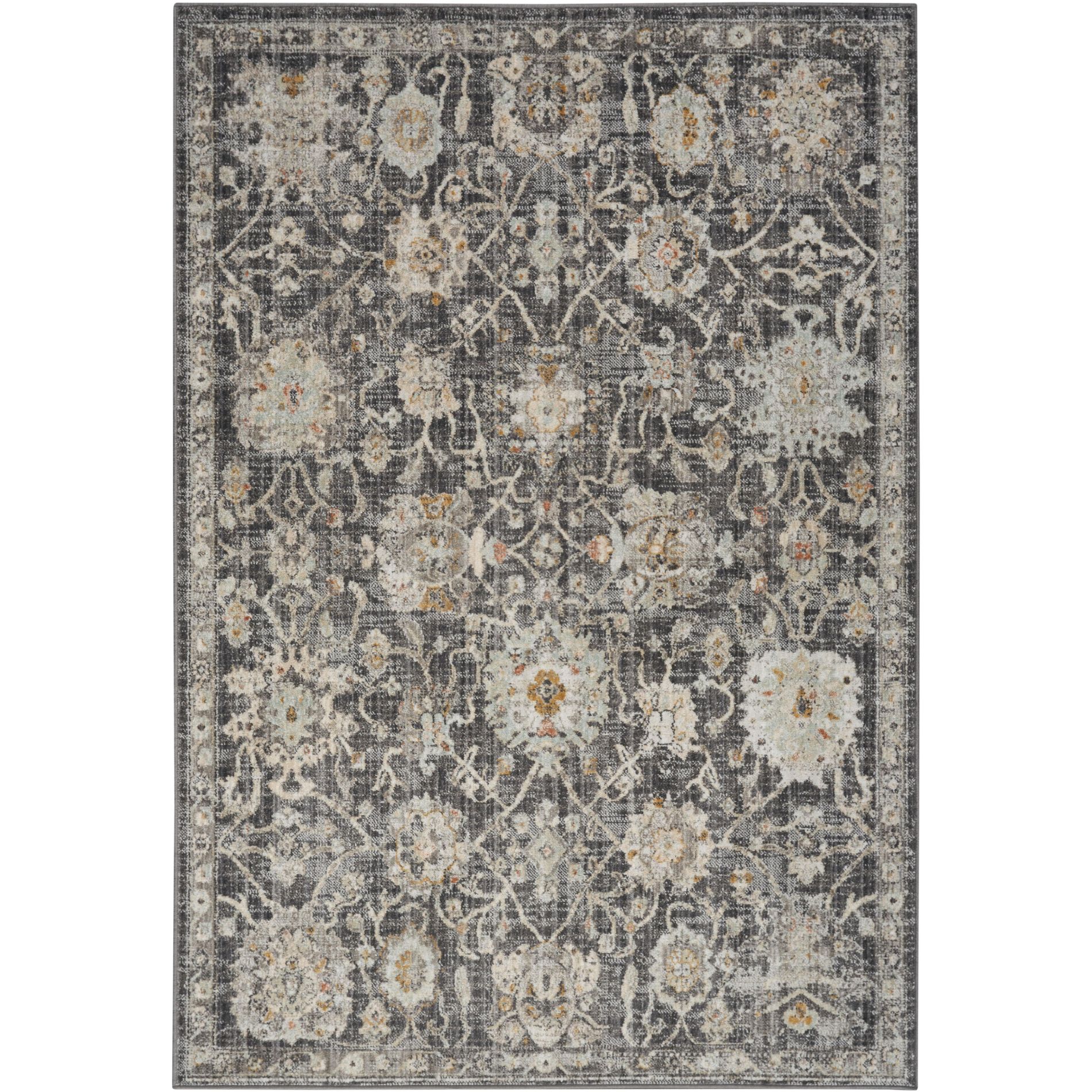 Nourison Oushak Home 6' x 9' Charcoal Vintage Indoor Rug