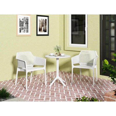 Gulches White 3 piece plastic arm chair Bistro GRS Premium Ocean Plastic