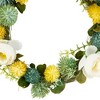 Northlight 9" Cream Rose, Green and Yellow Thistle Hanging Spring Wreath - 4 of 4