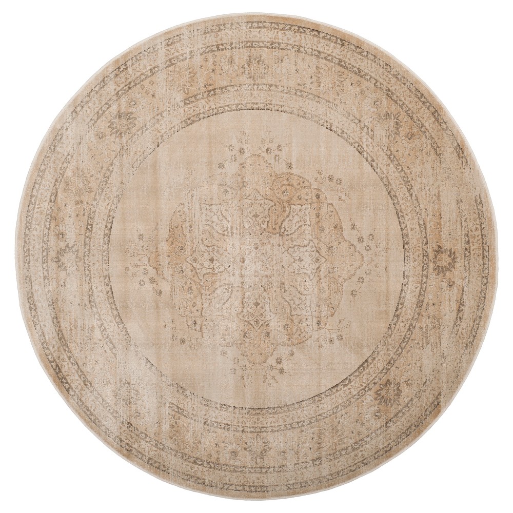 Creme Abstract Loomed Round Area Rug - (6') - Safavieh