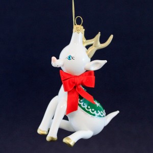 Italian Ornaments 4.25 In Retro Reindeer Sitting Mgd Sit Or Hang Ornament Tree Ornaments - 1 of 3