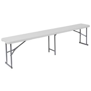 Flash Furniture 10.25''W x 71''L Bi-Fold Granite White Plastic Bench with Carrying Handle