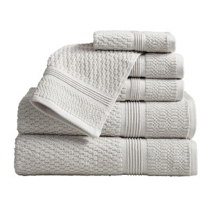 Market & Place 6pc Cotton Textured Quick Dry Bath Towel Set - 1 of 4