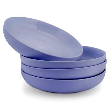 Elanze Designs Bistro Glossy Ceramic 8.5 inch Dinner Bowls Set of 4, Violet Purple
