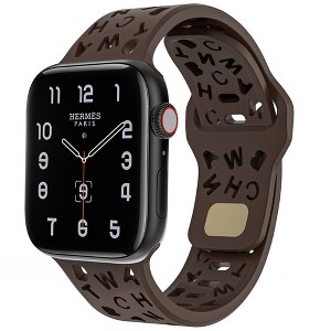 HTUTWOO Compatible with Apple Watch Band, Letter Silicone Sport Strap 38/40/41/42/44/45/46/49mm for iWatch Series 11 10 9 8 7 6 5 4 3 2 1 SE Ultra - 1 of 4