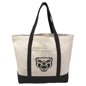 Oakland University Primary Logo Canvas Tote Bag With External Pocket, Reusable Shoulder Bag for Shopping, School, Beach - 1 of 4