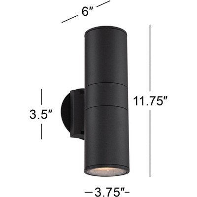 Black Aluminum Dual Up-Down Outdoor Wall Light Set of 2