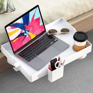 Belffin Bedside Shelf for Bed, Folding Bunk Bed Shelf for Top Bunk Clip On Nightstand Room Essential Table Caddy Bedside Night Stand, Plus Size, White - 1 of 4