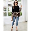 Women's  2 In 1 Shirt Leopard Patchwork Peplum Long Sleeve Tunic Tops Ruffles Casual Shirts - 4 of 4
