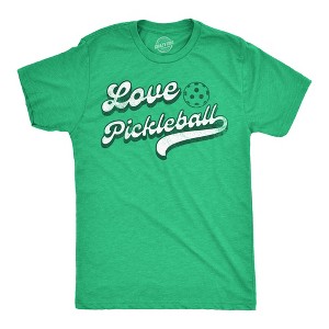 Mens Love Pickleball Funny T Shirt Pickle Ball Retro Graphic Tee For Men - Crazy Dog Men's T Shirt - 1 of 4