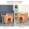 LAOTIES 2 Level Wooden Outdoor Cat House,Dog Shelter with Lockable Door,Balcony,Stairs - 4 of 4