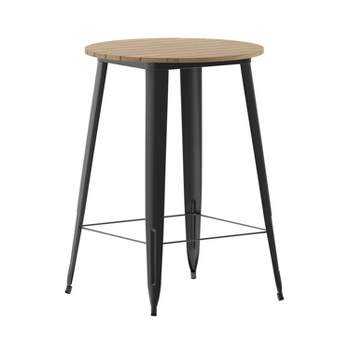 Merrick Lane Indoor/Outdoor Bar Top Table, 30" Round All Weather Poly Resin Top with Steel base