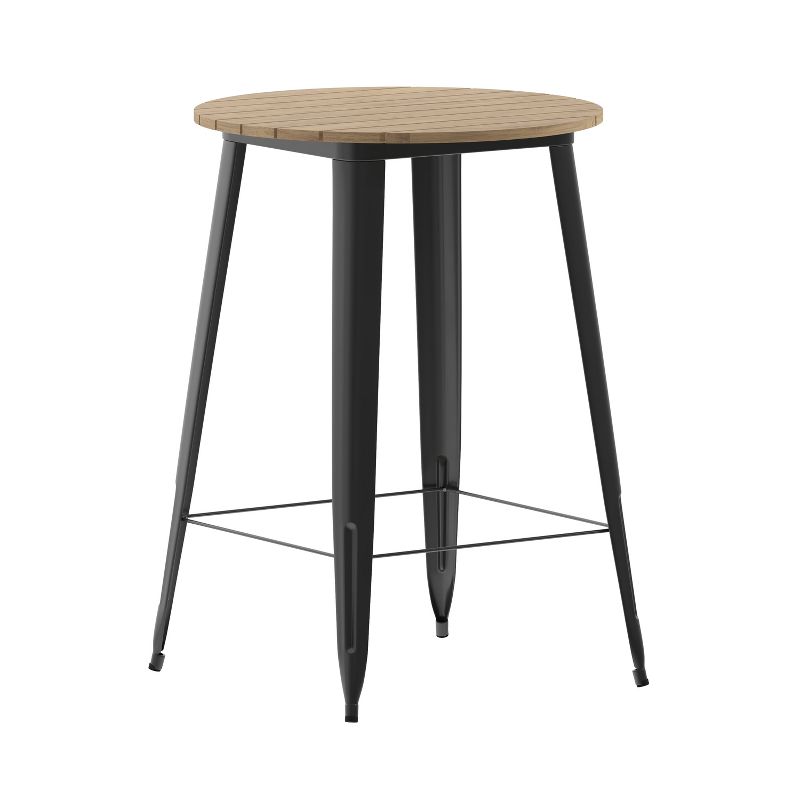 Emma and Oliver Indoor/Outdoor Bar Top Table, 30" Round All Weather Poly Resin Top with Steel base, 1 of 11