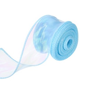 Unique Bargains Gift Wrapping Wide Sheer Wired Pastel Shimmer Iridescent Chiffon Ribbons 1 Pc - 1 of 4