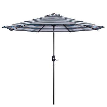 Wellfor 9' Octagon Adjustable Outdoor Patio Market Umbrella Black & White