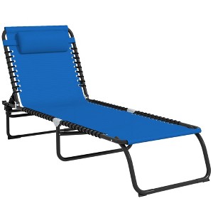 Foldable Chaise Lounge, 3-Position Reclining Back, Portable design and Breathable Mesh for Poolside, Camping - 1 of 4