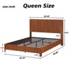 SEVOBAL Bedroom Furniture Bed Frame Queen Size Iron MDF Wooden Corrugated Curved Lines Sturdy No Box Spring for Family, Brown, 49.61"*26.57"*7.87" - 3 of 4