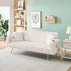 MAYEERTY Straight Corduroy Sofa Bed with Pillows Adjustable in The Three Levels for Use In Living Room - 3 of 4