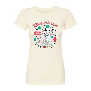Women's - 101 Dalmatians - Collage of Dalmatian Family Fitted Graphic T-Shirt - 1 of 2