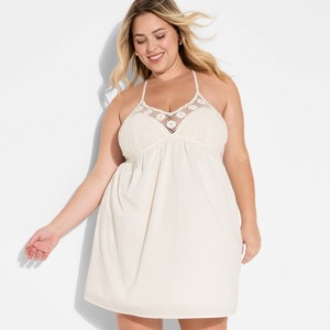 Women's Crochet Mini Babydoll Dress - Wild Fable™ - 1 of 3