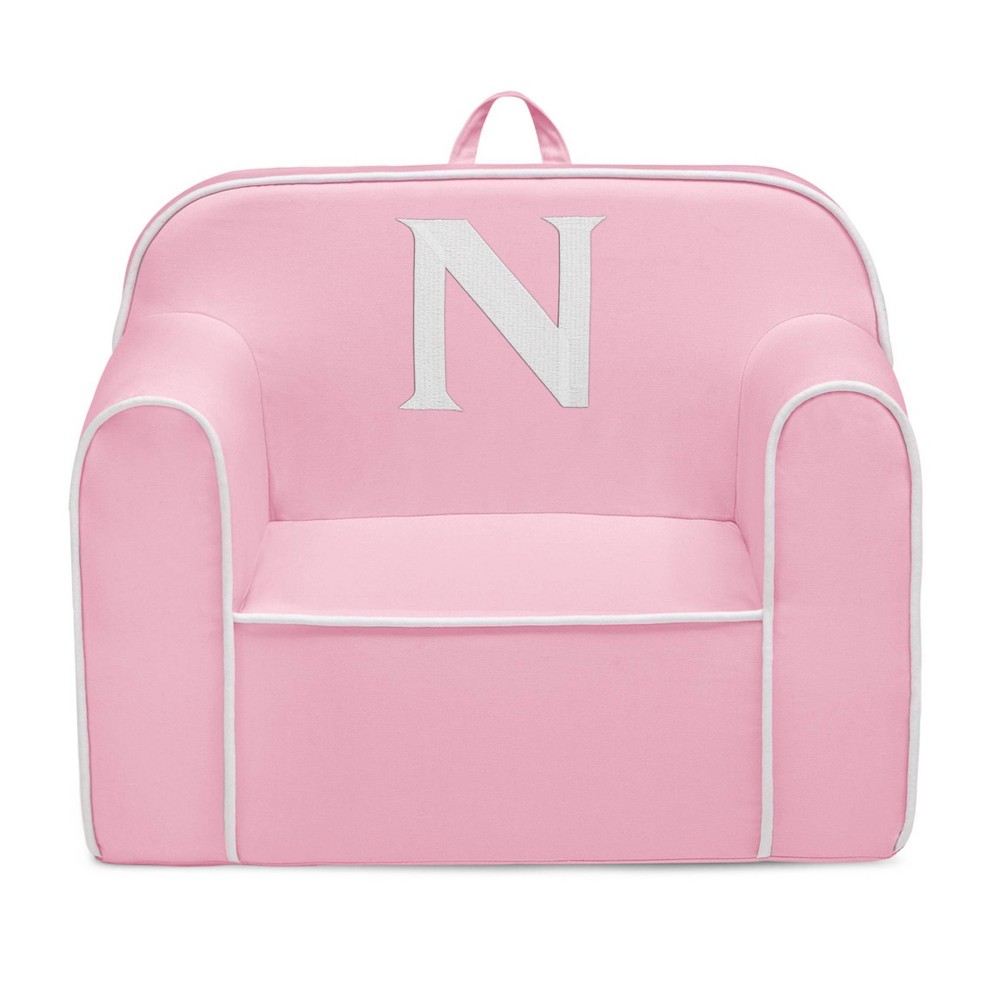 Delta Children Personalized Monogram Cozee Foam Kids' Chair - Customize with Letter N - 18 Months and Up - Pink & White -  88964238