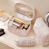 Cute Floral Quilted Makeup Bag Set (3PCS) - Travel Cosmetic & Toiletry Organizer - 3 of 4