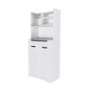 JUJABU White Modern Farmhouse Buffet Cabinet with Drawers & Barn Doors, Coffee Bar or Liquor Storage for Dining or Living Room - 2 of 4