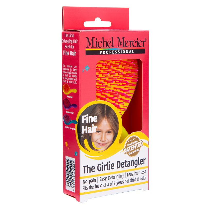 Michel Mercier The Girlie Detangle Brush - Painless Detangling Brush - Easy Grip Hair Brush Design - Thick and Curly Hair - Pink-Yellow - 1 pc, 5 of 6