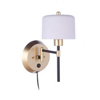 Craftmade Lighting Wentworth 1 - Light Swing Arm Lamp in  Flat Black/Sunset Gold
