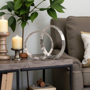 Modern Bold Circular Hammered Ring Statues - Perfect for Bedroom, Bathroom, Home, and Coffee Table Decor - Set of 2 - 1 of 4