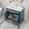 GDFStudio Olyra 36" Modern Rubberwood Bathroom Vanity with Ceramic Sink with Flip-Out Drawer, 3 Drawers and Double Door - 2 of 4