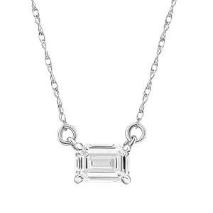 Pompeii3 3/4 Ct Emerald Cut Sideways Lab Created Diamond Pendant 14k Gold Necklace - 1 of 4