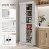Okak Floor Sideboard Cabinet 48.5" Kitchen Pantry Farmhousewith 2 Adjustable Shelves and 4 Beadboard Doors - 4 of 4