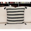 HomeRoots 24" Beige and Black Striped Cotton Throw Pillow With Tassels - 2 of 4