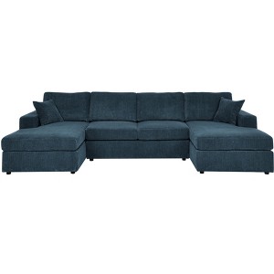 TiramisuBest 85.5" Sleeper Sofa Bed with Storage Chaise, Reversible L-Shaped Couch, Blue Upholstered Sectional for Living Room & Small Space - 1 of 4