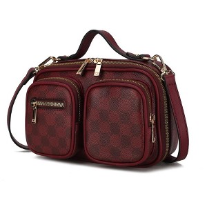 MKF Collection Jolene Vegan Leather Multi Pocket Crossbody Bag by Mia K- Burgundy - 1 of 4