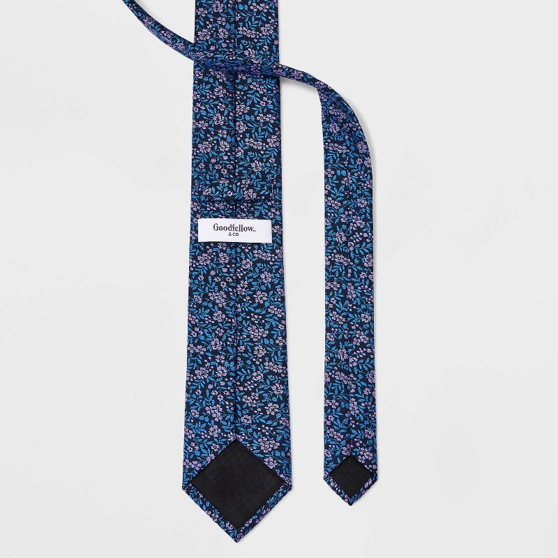 Men&#39;s Floral Print Neck Tie - Goodfellow &#38; Co&#8482; Navy Blue One Size, 3 of 5