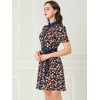 INSPIRE CHIC Women's Short Sleeve Contrast Collar Belted Floral Shirt Dress - 3 of 4