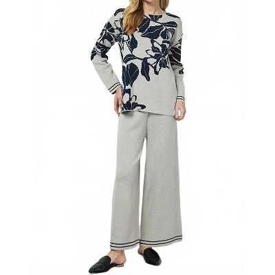 Women's Flower Jacquard Sweater Set - SEE AND BE SEEN