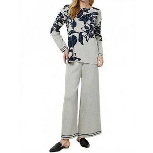 Women's Flower Jacquard Sweater Set - SEE AND BE SEEN - 1 of 3