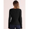 Allegra K Women's Long Sleeve Buttons Stretchy Ruffle V Neck Sweater Cardigan - 3 of 4