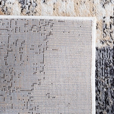 Elysian Grey and Gold 79" Square Synthetic Area Rug