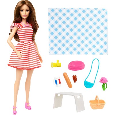 Barbie Pink Passport Paris Doll Set with Picnic Accessories