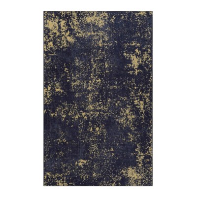 LunaLulinlk Black Washable Rug 5x8 Area Rug (Black+Gold, 5' x 8')