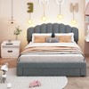 Gray Teddy Fleece Queen Size Upholstered Platform Bed Featuring a Drawer - 2 of 4