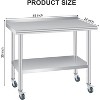 Acekool Stainless Steel Table with Wheels, 60x24in Heavy Duty Prep Workstation, Backsplash & Adjustable Shelf for Kitchen, Restaurant, Office - 3 of 4