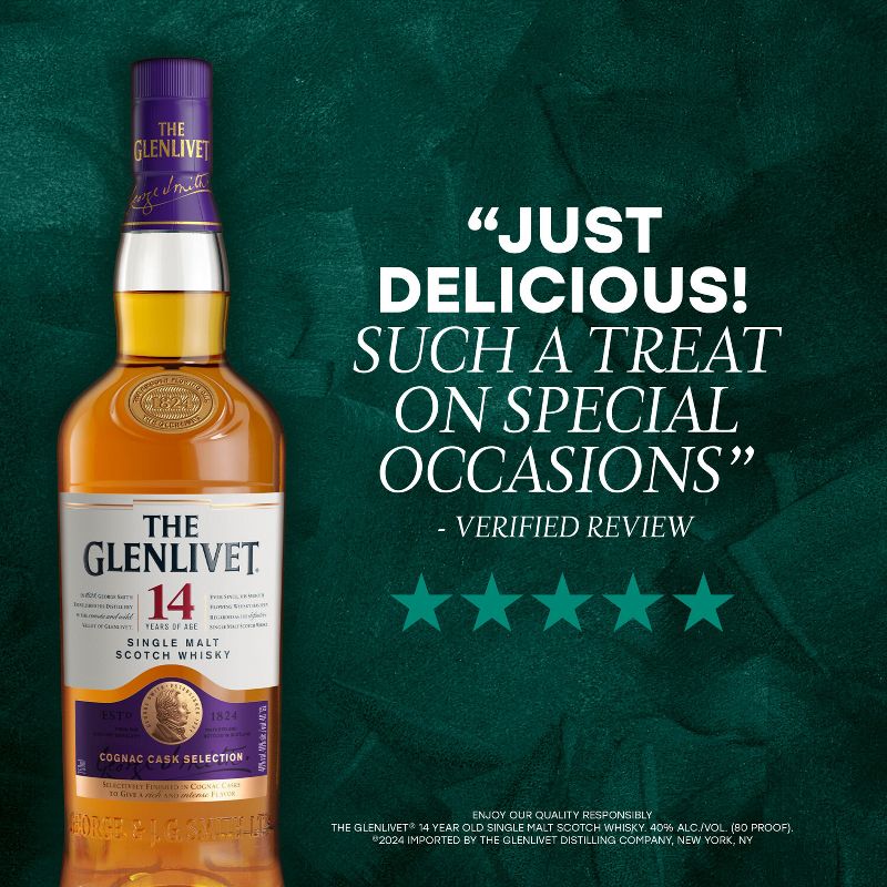 The Glenlivet 14yr Single Malt Scotch Whisky - 750ml Bottle, 4 of 9